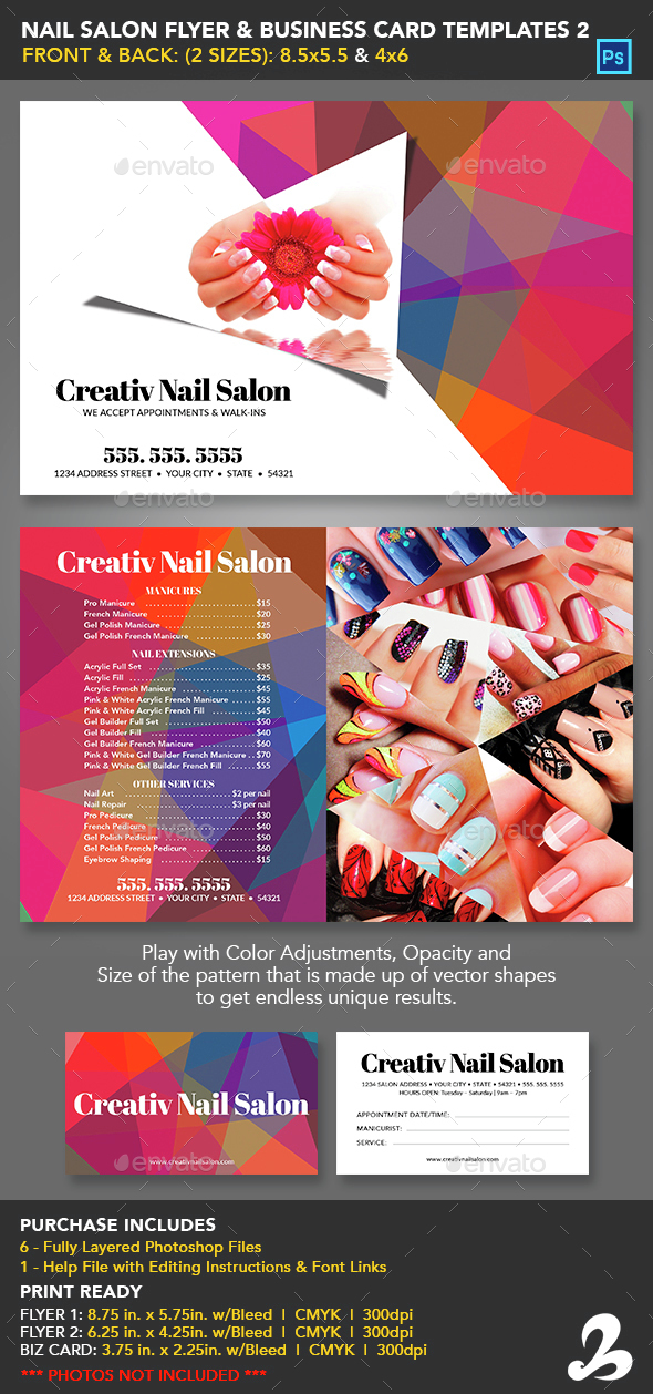 Nail Salon Flyer & Business Card Templates 2 by CreativB GraphicRiver